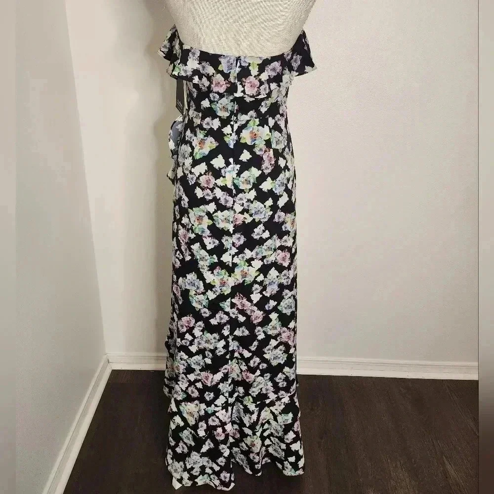 Aidan Mattox Floral Flounce High/Low Maxi Dress size 4 NWT Formal Wedding Guest - Picture 2 of 16